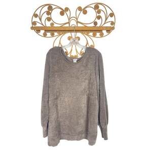 NEW Chico's Eyelash Crew neck pullover sweater long sleeve gray L